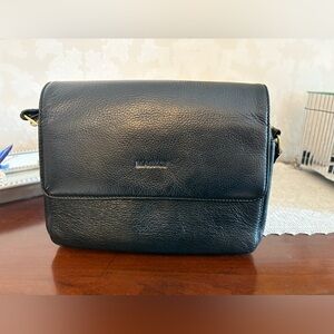 Gorgeous Black Leather Crossbody Bag, Vintage